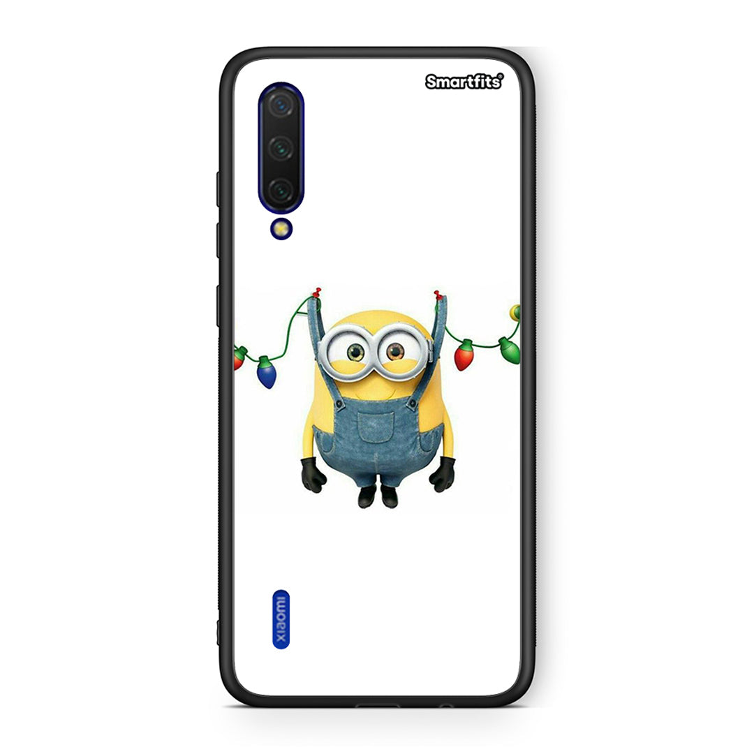 Xiaomi Mi 9 Lite Xmas Minion Lights θήκη από τη Smartfits με σχέδιο στο πίσω μέρος και μαύρο περίβλημα | Smartphone case with colorful back and black bezels by Smartfits