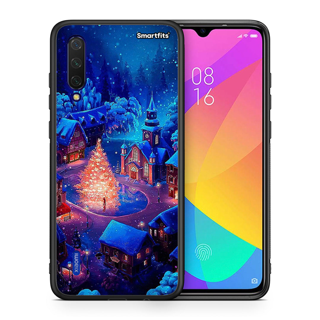 Θήκη Xiaomi Mi 9 Lite Xmas Village από τη Smartfits με σχέδιο στο πίσω μέρος και μαύρο περίβλημα | Xiaomi Mi 9 Lite Xmas Village case with colorful back and black bezels