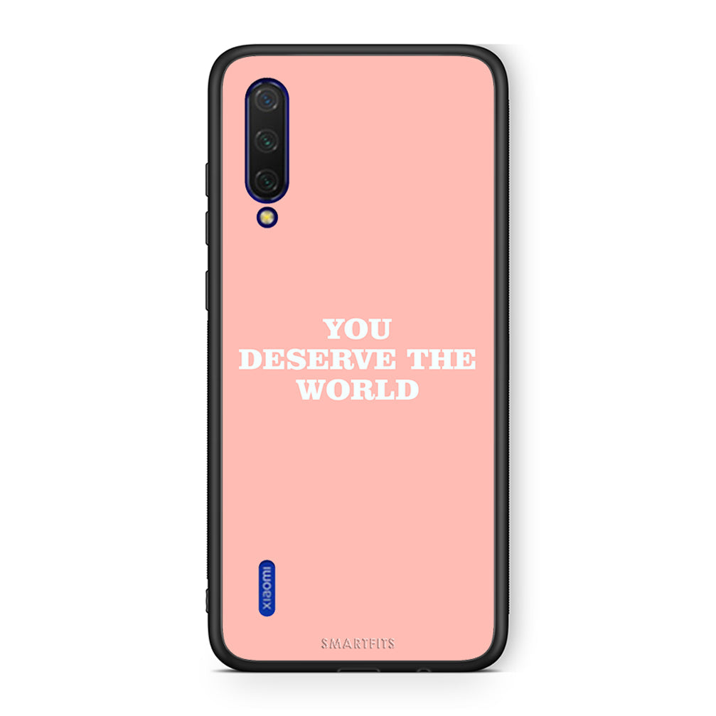 Xiaomi Mi 9 Lite You Deserve The World Θήκη Αγίου Βαλεντίνου από τη Smartfits με σχέδιο στο πίσω μέρος και μαύρο περίβλημα | Smartphone case with colorful back and black bezels by Smartfits