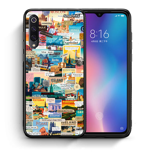 Θήκη Xiaomi Mi 9 Live To Travel από τη Smartfits με σχέδιο στο πίσω μέρος και μαύρο περίβλημα | Xiaomi Mi 9 Live To Travel case with colorful back and black bezels