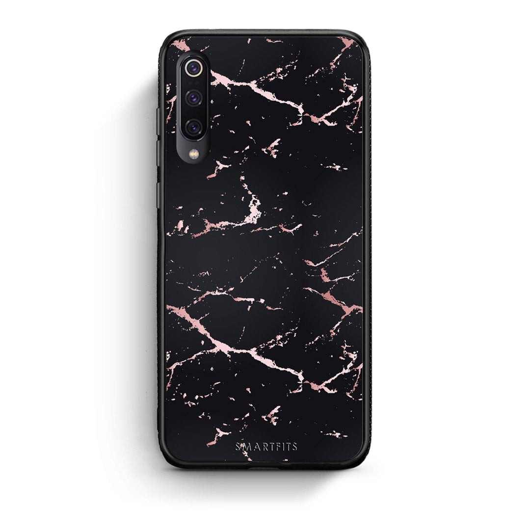 4 - Xiaomi Mi 9 Black Rosegold Marble case, cover, bumper