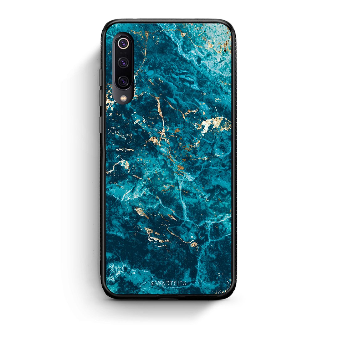 Xiaomi Mi 9 Marble Blue θήκη από τη Smartfits με σχέδιο στο πίσω μέρος και μαύρο περίβλημα | Smartphone case with colorful back and black bezels by Smartfits