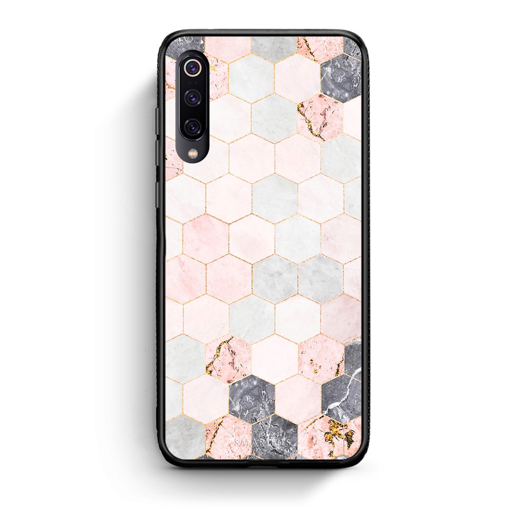 4 - Xiaomi Mi 9 Hexagon Pink Marble case, cover, bumper