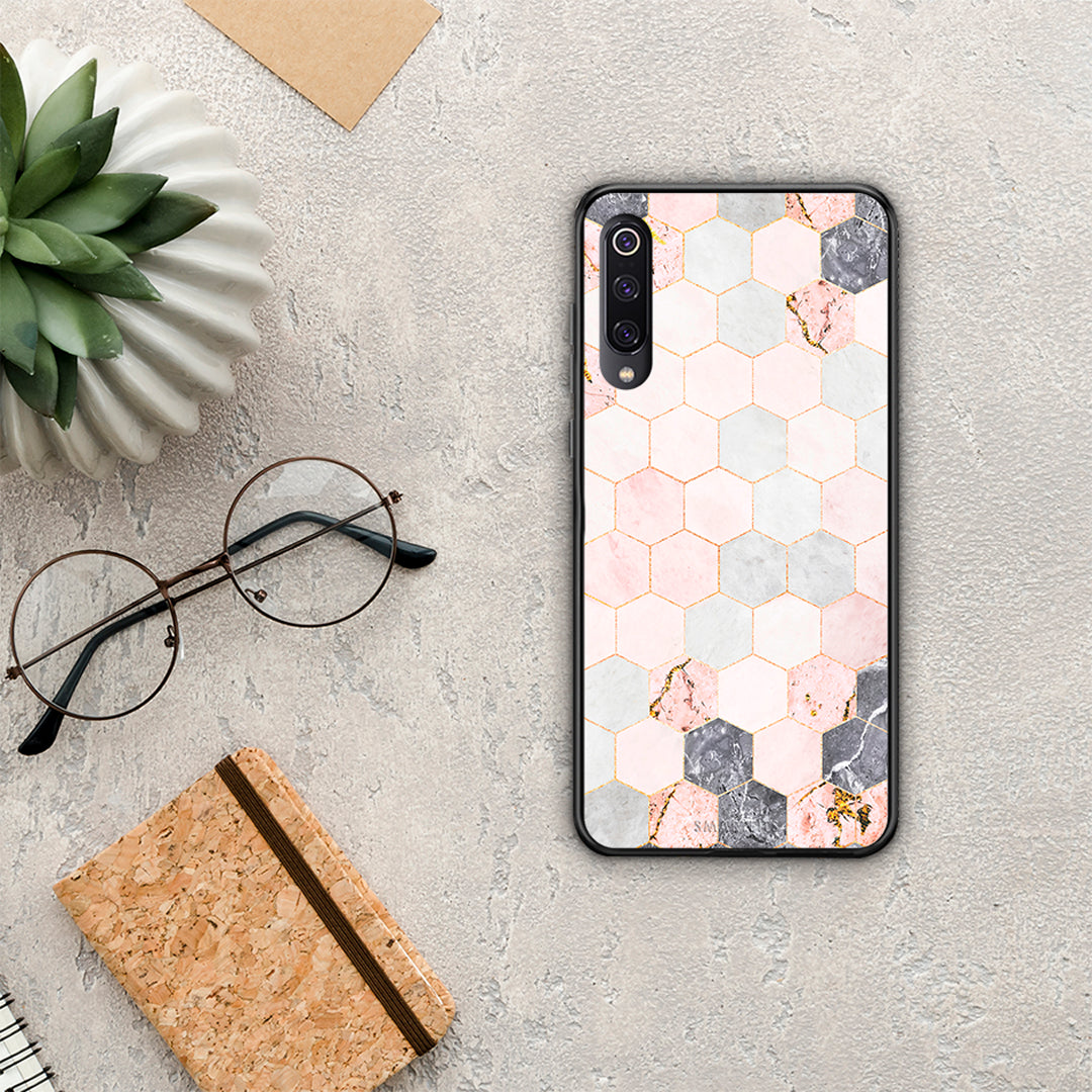 Marble Hexagon Pink - Xiaomi Mi 9 θήκη