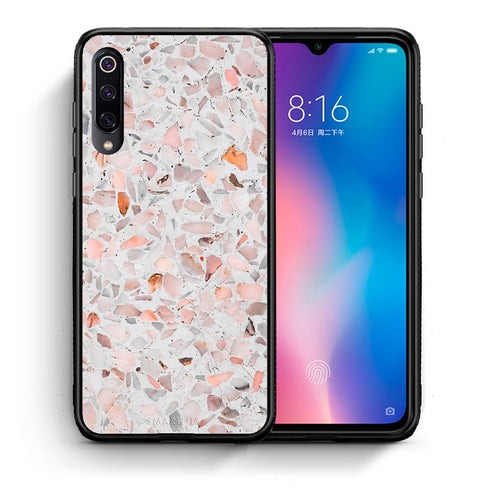 Θήκη Xiaomi Mi 9 Marble Terrazzo από τη Smartfits με σχέδιο στο πίσω μέρος και μαύρο περίβλημα | Xiaomi Mi 9 Marble Terrazzo case with colorful back and black bezels