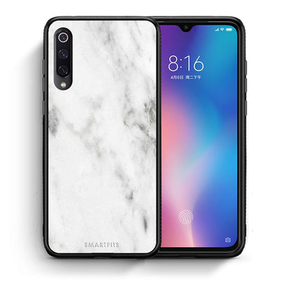 Θήκη Xiaomi Mi 9 White Marble από τη Smartfits με σχέδιο στο πίσω μέρος και μαύρο περίβλημα | Xiaomi Mi 9 White Marble case with colorful back and black bezels