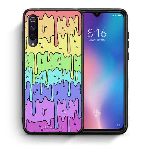 Θήκη Xiaomi Mi 9 Melting Rainbow από τη Smartfits με σχέδιο στο πίσω μέρος και μαύρο περίβλημα | Xiaomi Mi 9 Melting Rainbow case with colorful back and black bezels