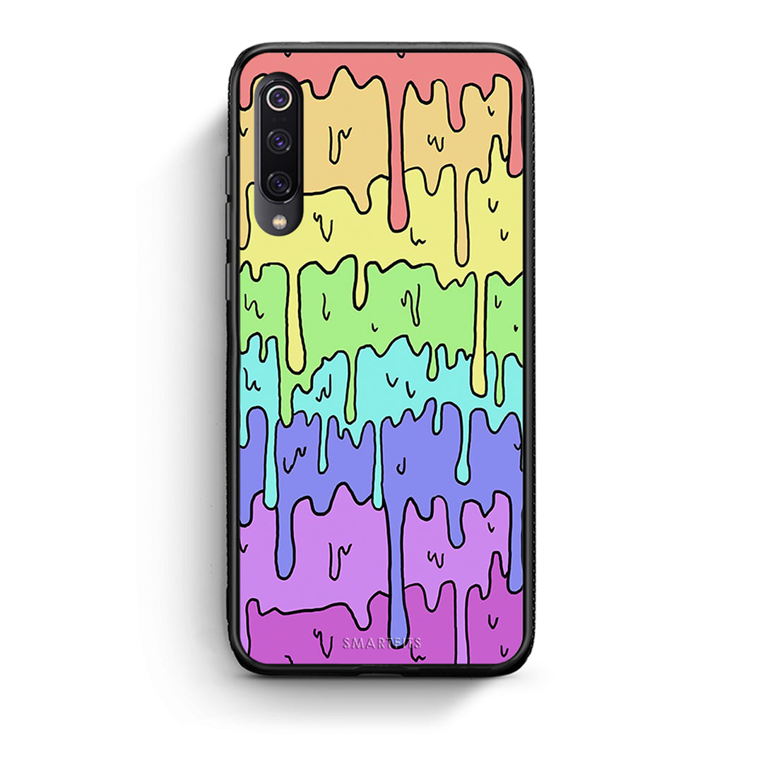 Xiaomi Mi 9 Melting Rainbow θήκη από τη Smartfits με σχέδιο στο πίσω μέρος και μαύρο περίβλημα | Smartphone case with colorful back and black bezels by Smartfits