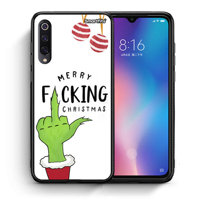 Θήκη Xiaomi Mi 9 Merry F Xmas από τη Smartfits με σχέδιο στο πίσω μέρος και μαύρο περίβλημα | Xiaomi Mi 9 Merry F Xmas case with colorful back and black bezels