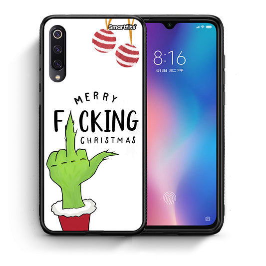 Θήκη Xiaomi Mi 9 Merry F Xmas από τη Smartfits με σχέδιο στο πίσω μέρος και μαύρο περίβλημα | Xiaomi Mi 9 Merry F Xmas case with colorful back and black bezels