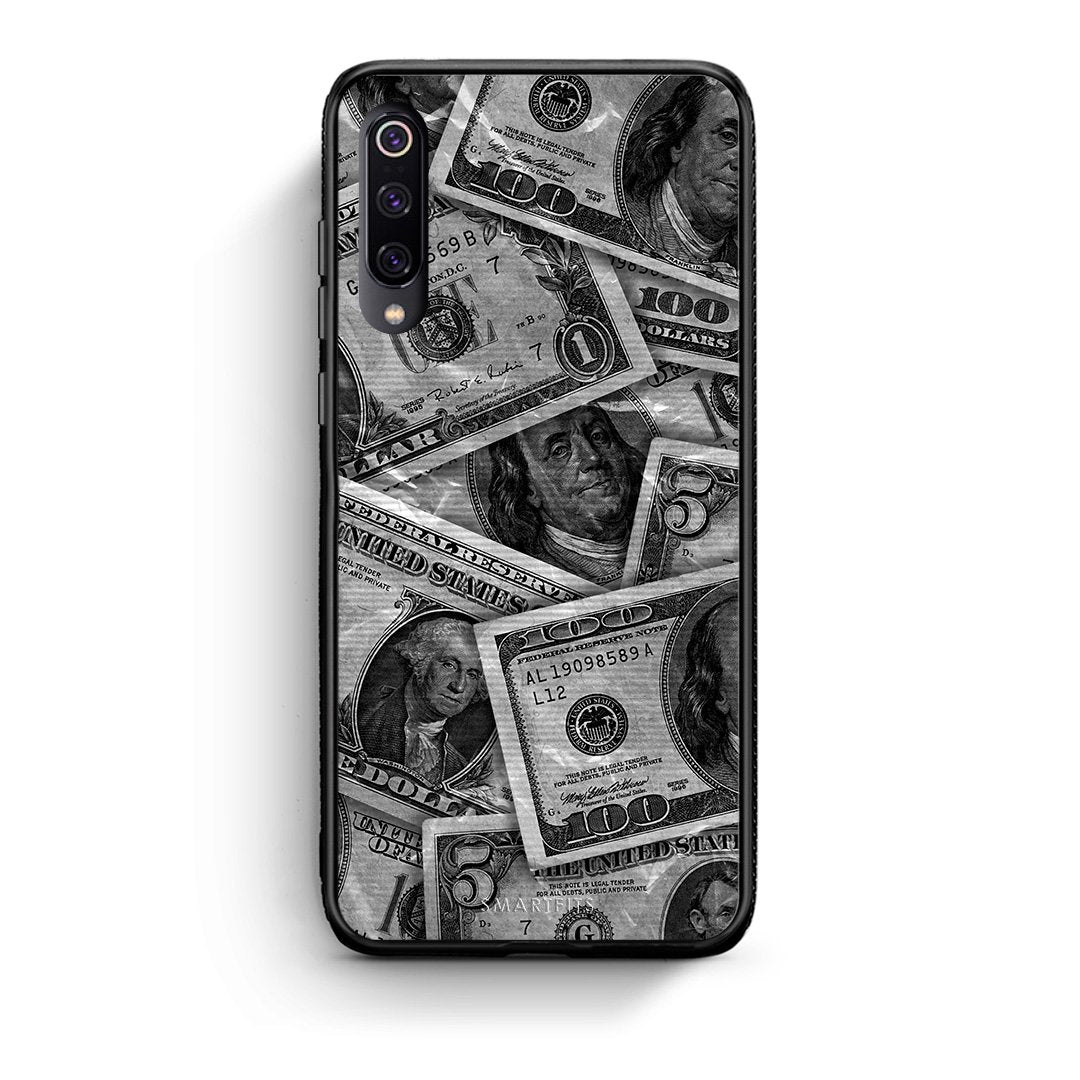 Xiaomi Mi 9 Money Dollars θήκη από τη Smartfits με σχέδιο στο πίσω μέρος και μαύρο περίβλημα | Smartphone case with colorful back and black bezels by Smartfits