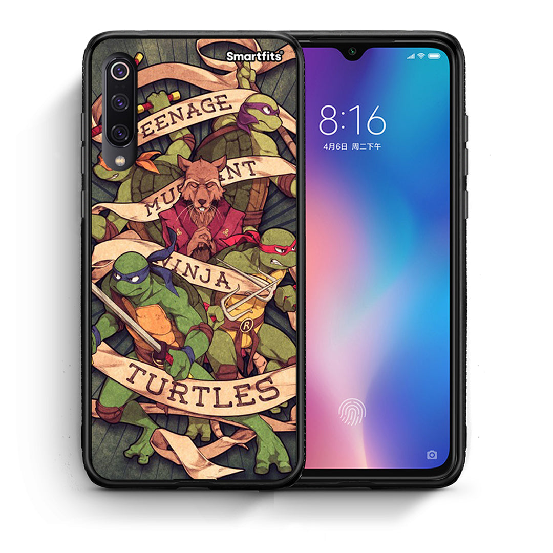 Θήκη Xiaomi Mi 9 Ninja Turtles από τη Smartfits με σχέδιο στο πίσω μέρος και μαύρο περίβλημα | Xiaomi Mi 9 Ninja Turtles case with colorful back and black bezels
