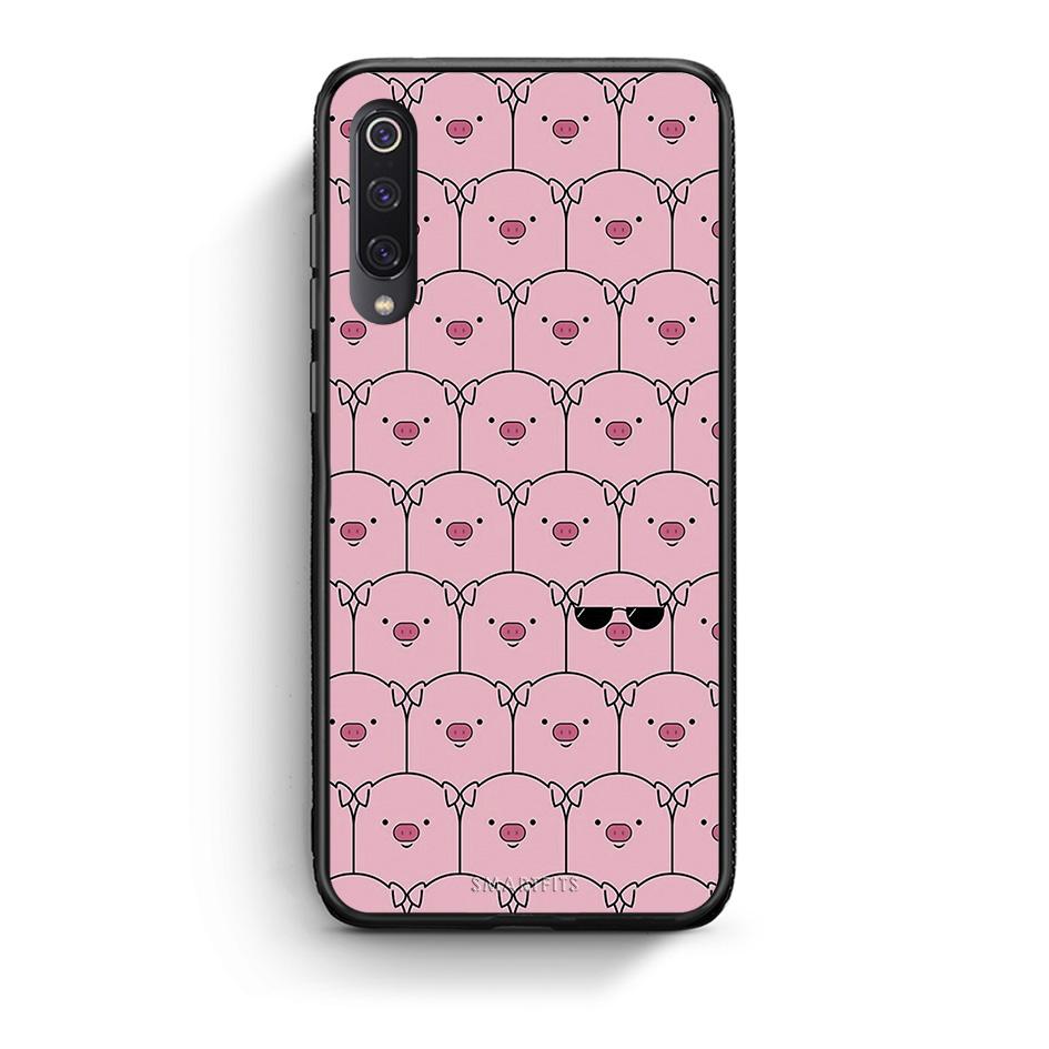 Xiaomi Mi 9 Pig Glasses θήκη από τη Smartfits με σχέδιο στο πίσω μέρος και μαύρο περίβλημα | Smartphone case with colorful back and black bezels by Smartfits