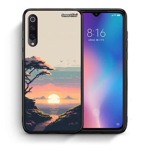 Θήκη Xiaomi Mi 9 Pixel Sunset από τη Smartfits με σχέδιο στο πίσω μέρος και μαύρο περίβλημα | Xiaomi Mi 9 Pixel Sunset case with colorful back and black bezels