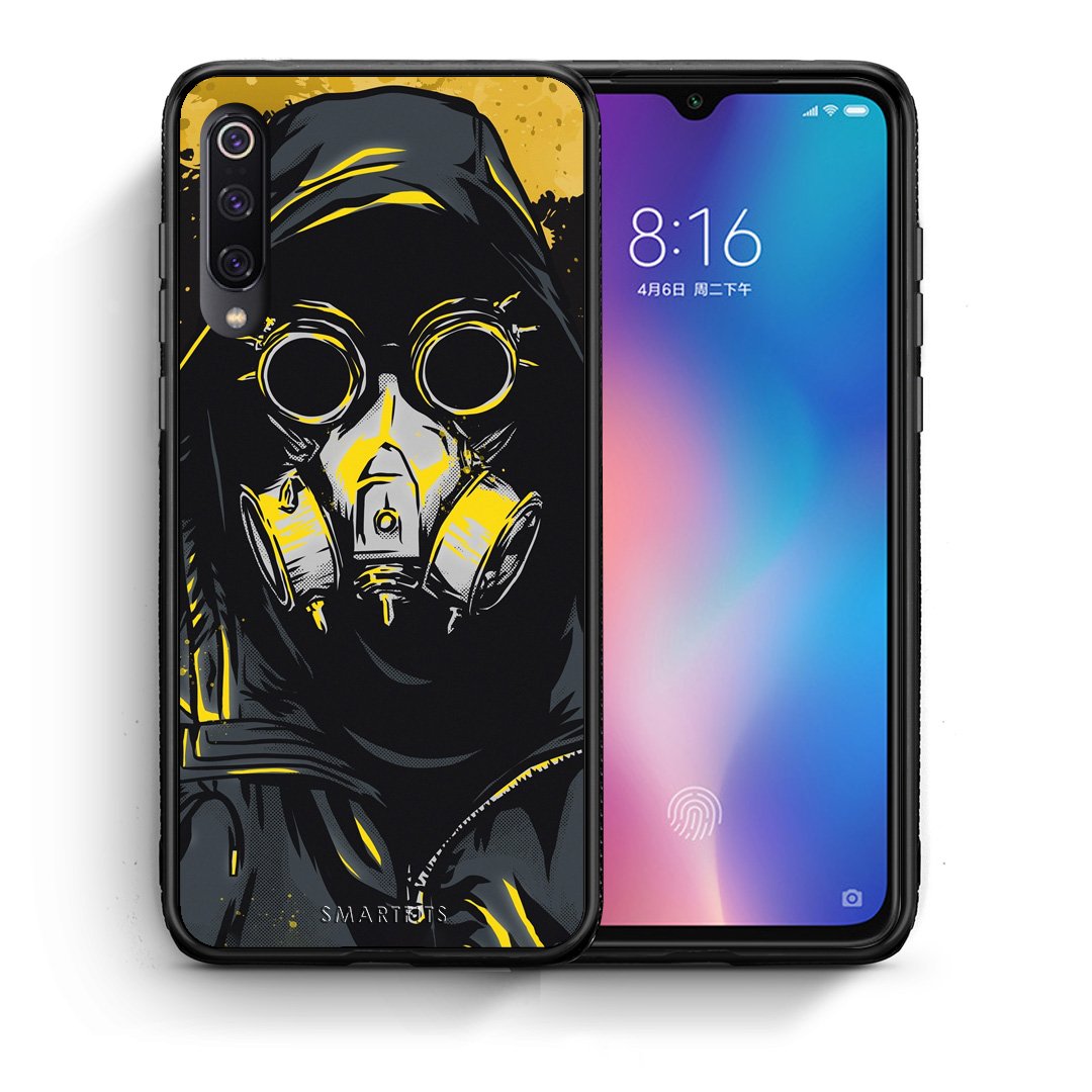 Θήκη Xiaomi Mi 9 Mask PopArt από τη Smartfits με σχέδιο στο πίσω μέρος και μαύρο περίβλημα | Xiaomi Mi 9 Mask PopArt case with colorful back and black bezels
