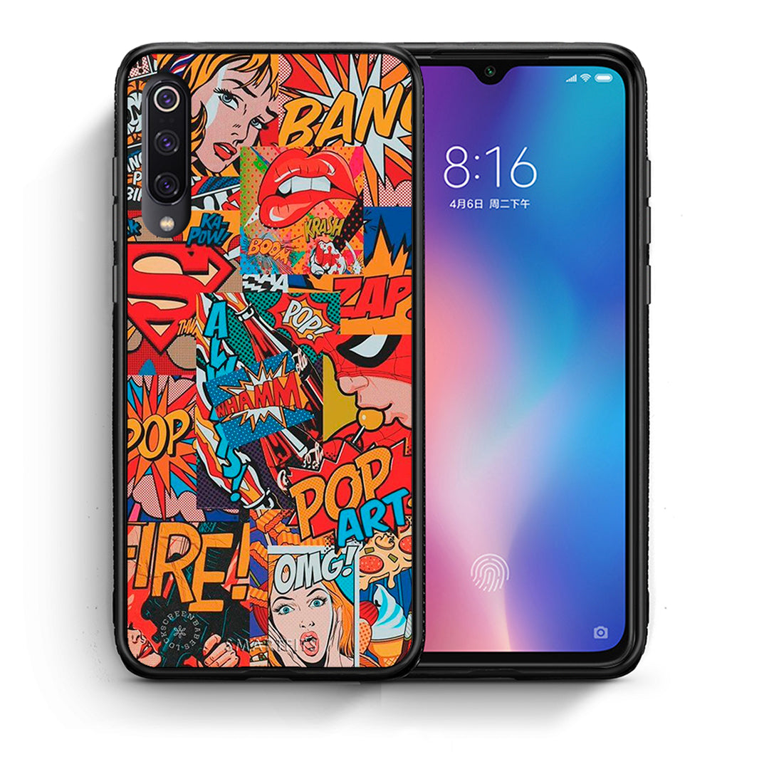 Θήκη Xiaomi Mi 9 PopArt OMG από τη Smartfits με σχέδιο στο πίσω μέρος και μαύρο περίβλημα | Xiaomi Mi 9 PopArt OMG case with colorful back and black bezels