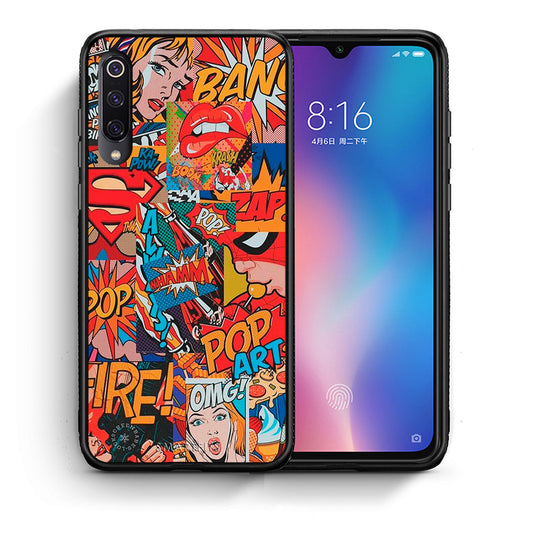 Θήκη Xiaomi Mi 9 PopArt OMG από τη Smartfits με σχέδιο στο πίσω μέρος και μαύρο περίβλημα | Xiaomi Mi 9 PopArt OMG case with colorful back and black bezels