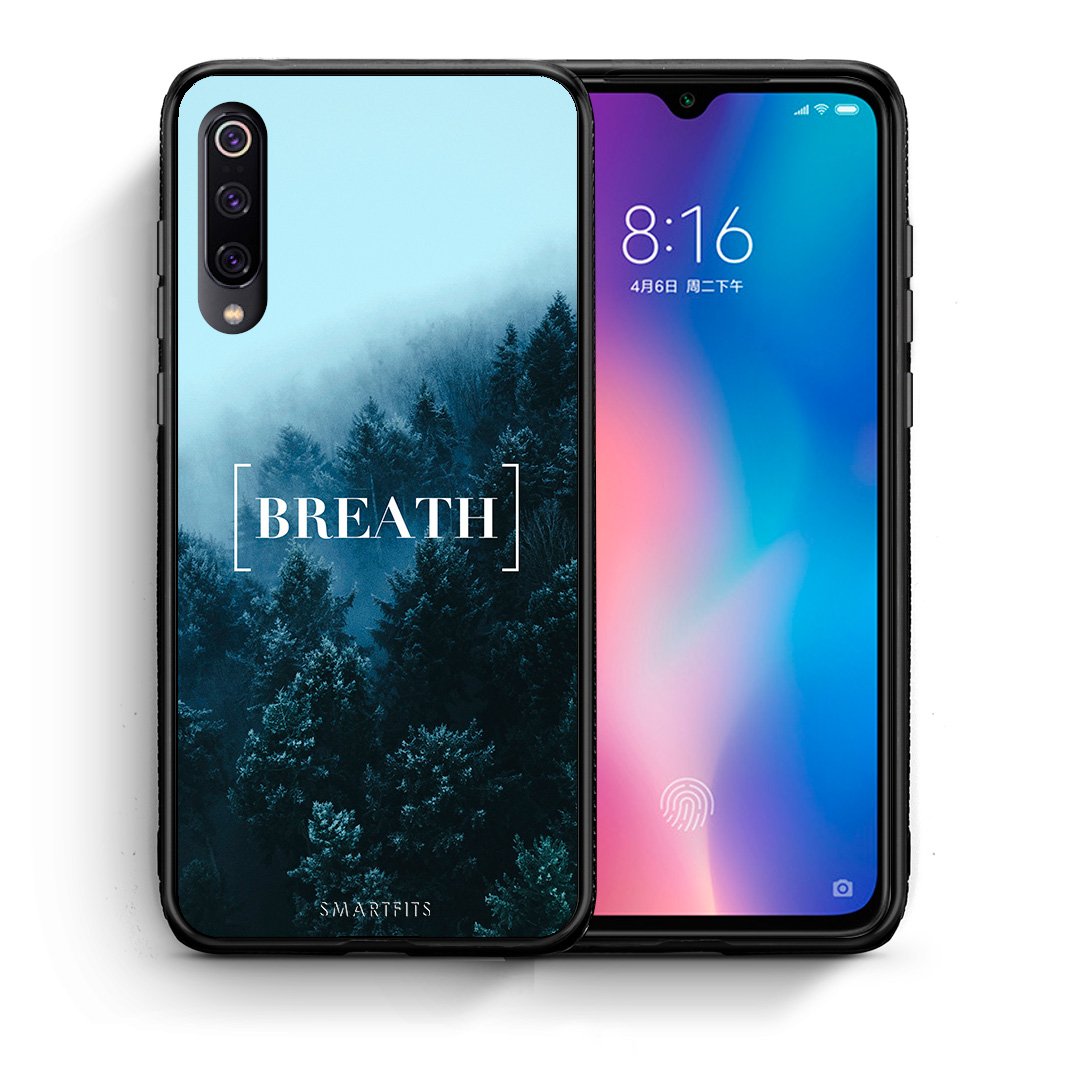 Θήκη Xiaomi Mi 9 Breath Quote από τη Smartfits με σχέδιο στο πίσω μέρος και μαύρο περίβλημα | Xiaomi Mi 9 Breath Quote case with colorful back and black bezels