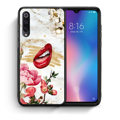 Θήκη Xiaomi Mi 9 Red Lips από τη Smartfits με σχέδιο στο πίσω μέρος και μαύρο περίβλημα | Xiaomi Mi 9 Red Lips case with colorful back and black bezels