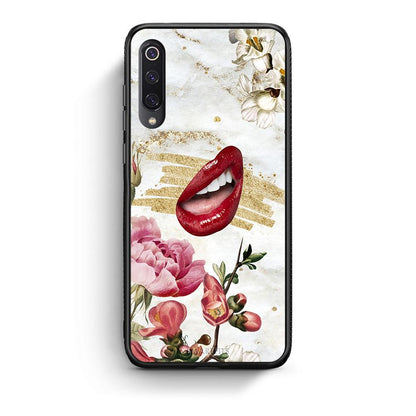 Xiaomi Mi 9 Red Lips θήκη από τη Smartfits με σχέδιο στο πίσω μέρος και μαύρο περίβλημα | Smartphone case with colorful back and black bezels by Smartfits