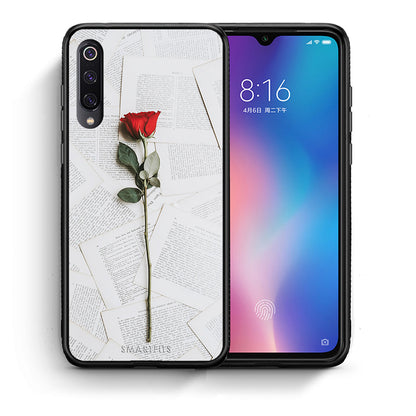 Θήκη Xiaomi Mi 9 Red Rose από τη Smartfits με σχέδιο στο πίσω μέρος και μαύρο περίβλημα | Xiaomi Mi 9 Red Rose case with colorful back and black bezels