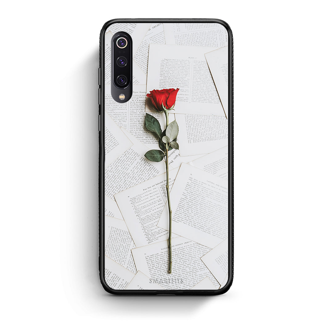 Xiaomi Mi 9 Red Rose θήκη από τη Smartfits με σχέδιο στο πίσω μέρος και μαύρο περίβλημα | Smartphone case with colorful back and black bezels by Smartfits