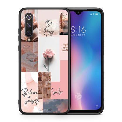 Θήκη Xiaomi Mi 9 SE Aesthetic Collage από τη Smartfits με σχέδιο στο πίσω μέρος και μαύρο περίβλημα | Xiaomi Mi 9 SE Aesthetic Collage case with colorful back and black bezels