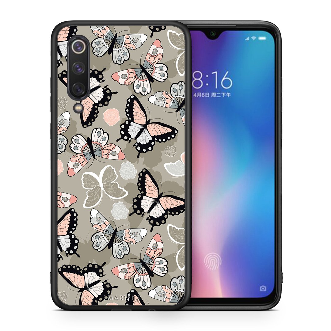 Θήκη Xiaomi Mi 9 SE Butterflies Boho από τη Smartfits με σχέδιο στο πίσω μέρος και μαύρο περίβλημα | Xiaomi Mi 9 SE Butterflies Boho case with colorful back and black bezels