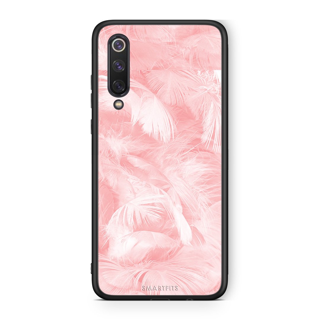 33 - Xiaomi Mi 9 SE  Pink Feather Boho case, cover, bumper