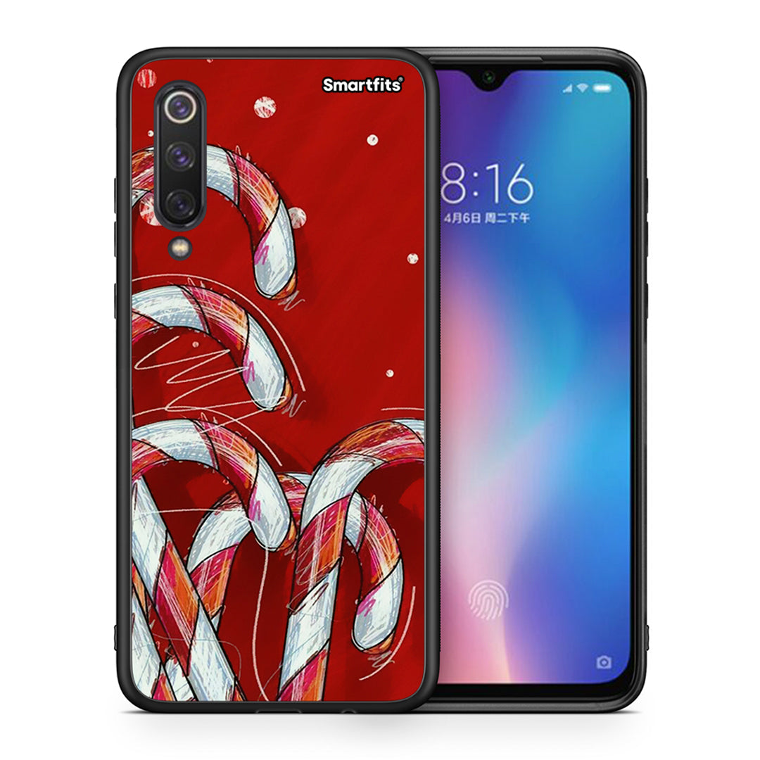 Θήκη Xiaomi Mi 9 SE Candy Cane από τη Smartfits με σχέδιο στο πίσω μέρος και μαύρο περίβλημα | Xiaomi Mi 9 SE Candy Cane case with colorful back and black bezels
