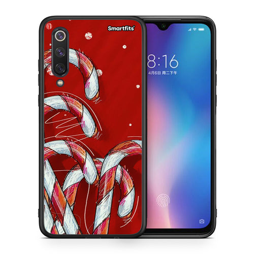 Θήκη Xiaomi Mi 9 SE Candy Cane από τη Smartfits με σχέδιο στο πίσω μέρος και μαύρο περίβλημα | Xiaomi Mi 9 SE Candy Cane case with colorful back and black bezels