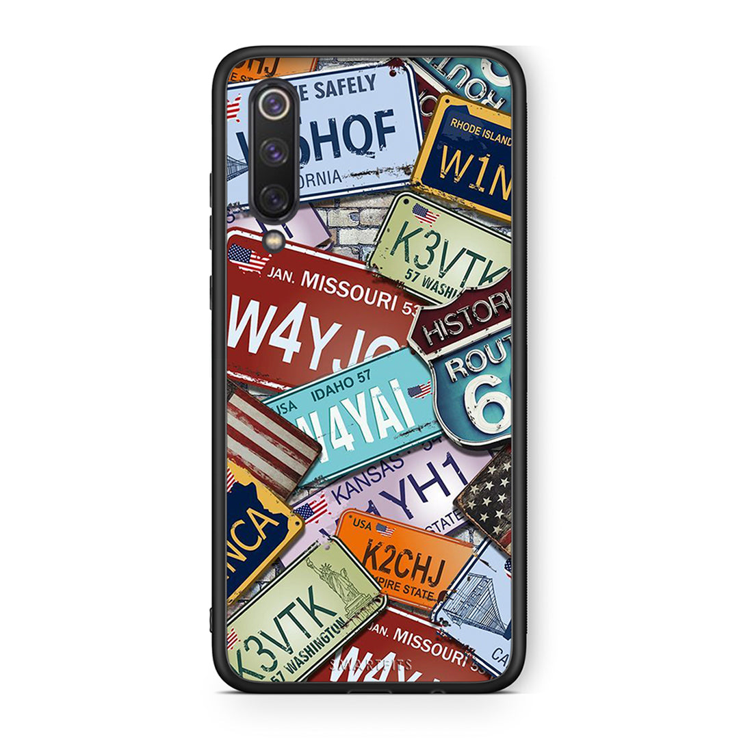 Xiaomi Mi 9 SE Car Plates θήκη από τη Smartfits με σχέδιο στο πίσω μέρος και μαύρο περίβλημα | Smartphone case with colorful back and black bezels by Smartfits
