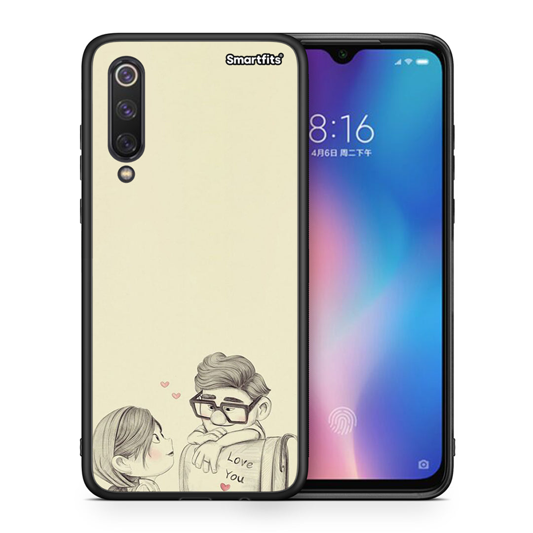 Θήκη Xiaomi Mi 9 SE Carl And Ellie από τη Smartfits με σχέδιο στο πίσω μέρος και μαύρο περίβλημα | Xiaomi Mi 9 SE Carl And Ellie case with colorful back and black bezels