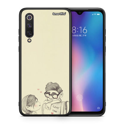 Θήκη Xiaomi Mi 9 SE Carl And Ellie από τη Smartfits με σχέδιο στο πίσω μέρος και μαύρο περίβλημα | Xiaomi Mi 9 SE Carl And Ellie case with colorful back and black bezels