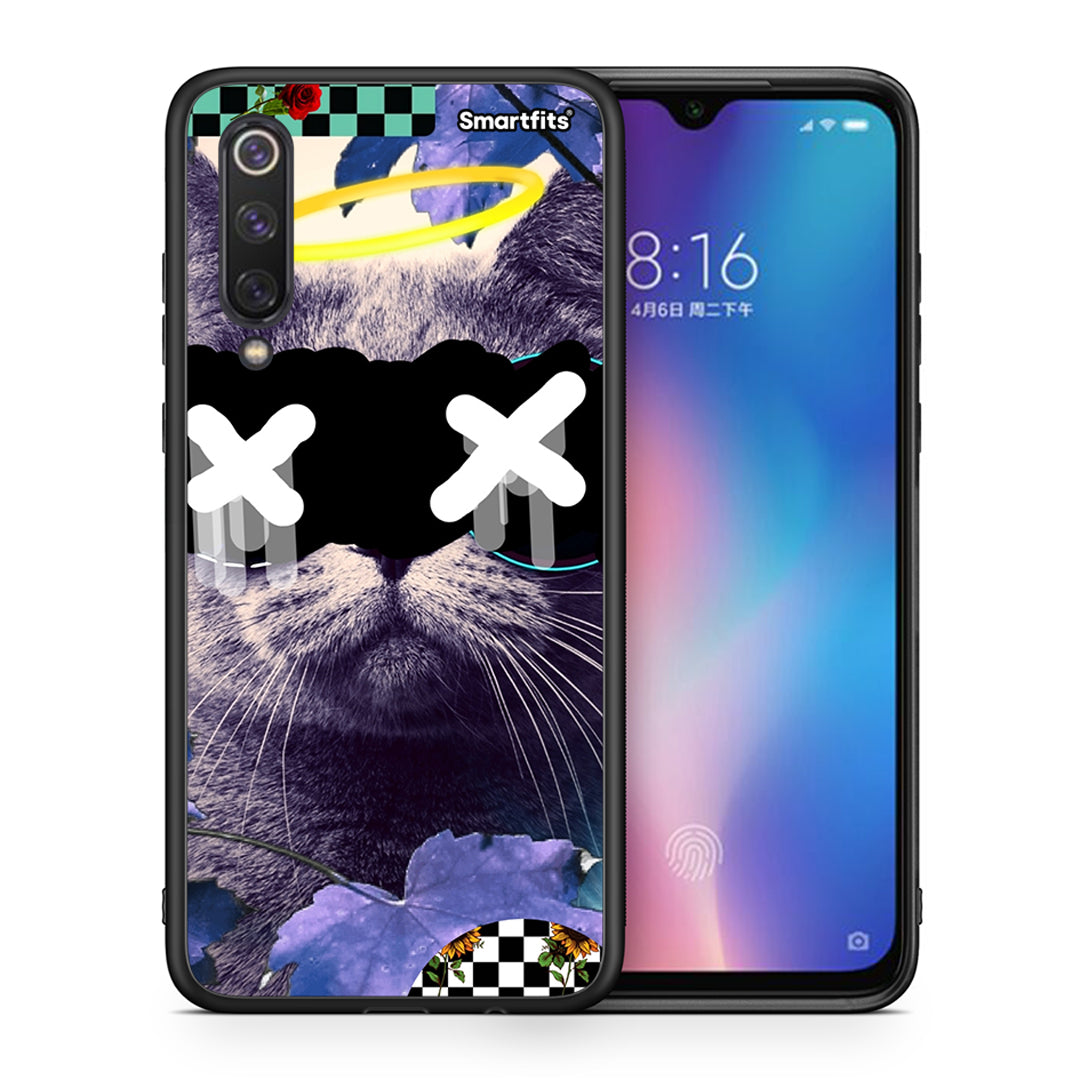 Θήκη Xiaomi Mi 9 SE Cat Collage από τη Smartfits με σχέδιο στο πίσω μέρος και μαύρο περίβλημα | Xiaomi Mi 9 SE Cat Collage case with colorful back and black bezels