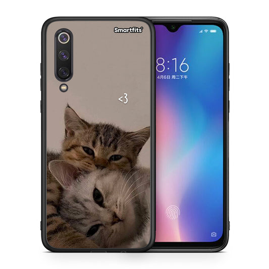 Θήκη Xiaomi Mi 9 SE Cats In Love από τη Smartfits με σχέδιο στο πίσω μέρος και μαύρο περίβλημα | Xiaomi Mi 9 SE Cats In Love case with colorful back and black bezels