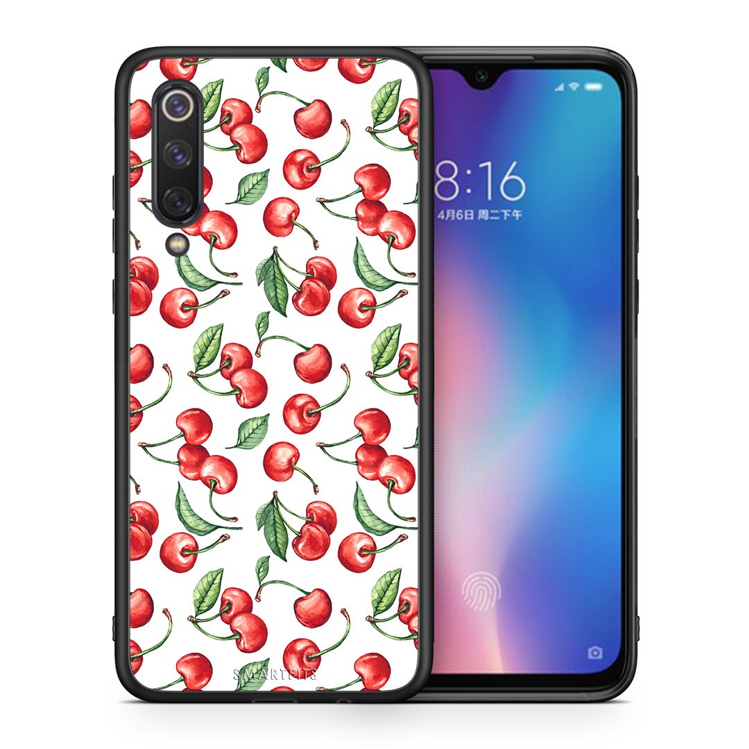 Θήκη Xiaomi Mi 9 SE Cherry Summer από τη Smartfits με σχέδιο στο πίσω μέρος και μαύρο περίβλημα | Xiaomi Mi 9 SE Cherry Summer case with colorful back and black bezels