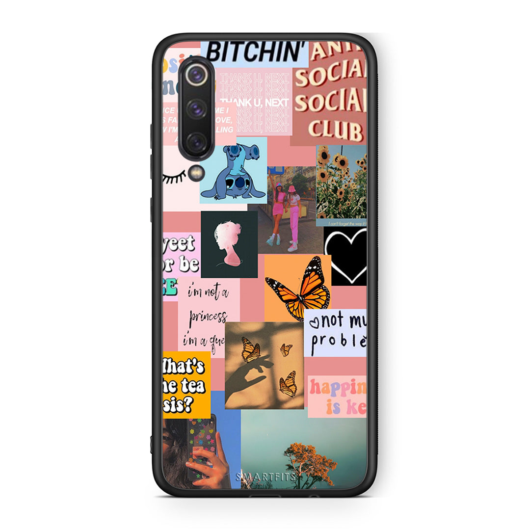 Xiaomi Mi 9 SE Collage Bitchin Θήκη Αγίου Βαλεντίνου από τη Smartfits με σχέδιο στο πίσω μέρος και μαύρο περίβλημα | Smartphone case with colorful back and black bezels by Smartfits