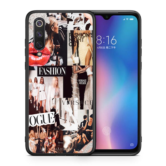 Θήκη Αγίου Βαλεντίνου Xiaomi Mi 9 SE Collage Fashion από τη Smartfits με σχέδιο στο πίσω μέρος και μαύρο περίβλημα | Xiaomi Mi 9 SE Collage Fashion case with colorful back and black bezels
