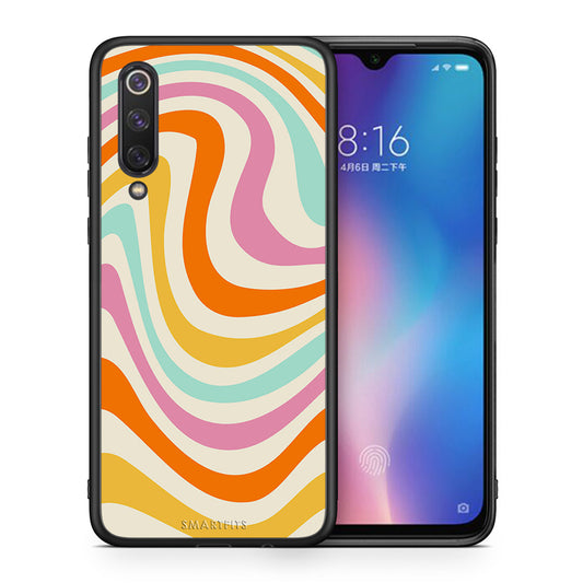 Θήκη Xiaomi Mi 9 SE Colourful Waves από τη Smartfits με σχέδιο στο πίσω μέρος και μαύρο περίβλημα | Xiaomi Mi 9 SE Colourful Waves case with colorful back and black bezels