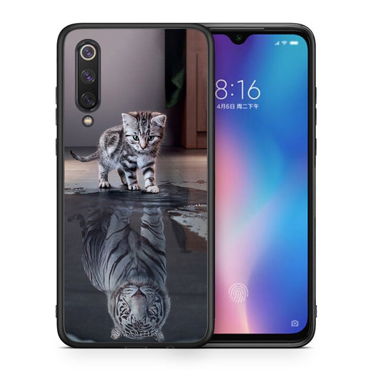 Θήκη Xiaomi Mi 9 SE Tiger Cute από τη Smartfits με σχέδιο στο πίσω μέρος και μαύρο περίβλημα | Xiaomi Mi 9 SE Tiger Cute case with colorful back and black bezels