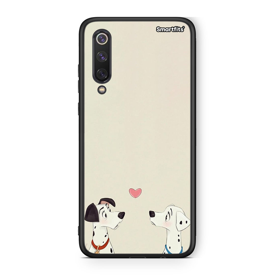 Xiaomi Mi 9 SE Dalmatians Love θήκη από τη Smartfits με σχέδιο στο πίσω μέρος και μαύρο περίβλημα | Smartphone case with colorful back and black bezels by Smartfits