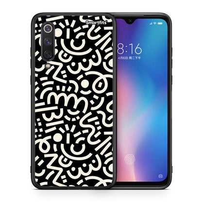 Θήκη Xiaomi Mi 9 SE Doodle Art από τη Smartfits με σχέδιο στο πίσω μέρος και μαύρο περίβλημα | Xiaomi Mi 9 SE Doodle Art case with colorful back and black bezels