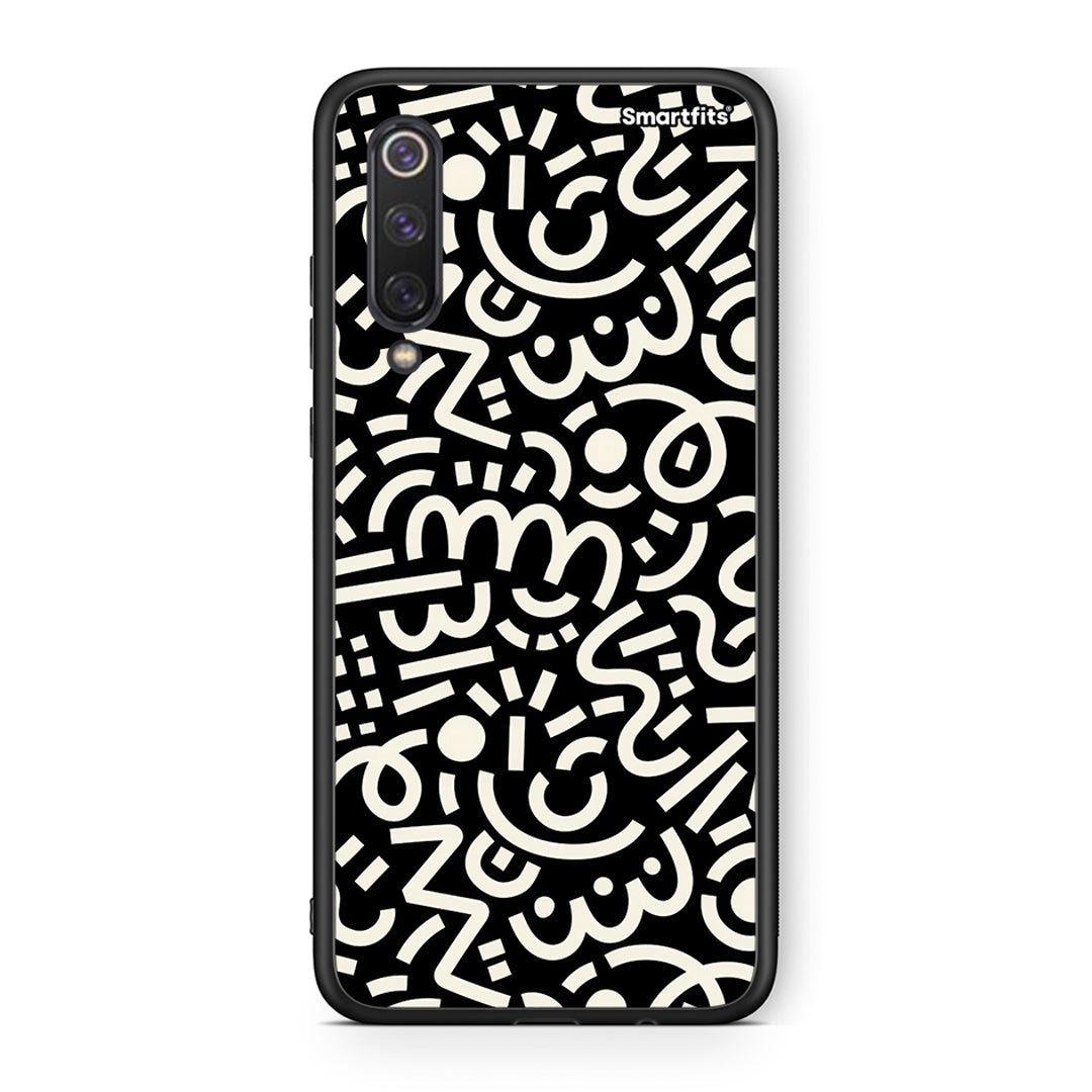 Xiaomi Mi 9 SE Doodle Art Θήκη από τη Smartfits με σχέδιο στο πίσω μέρος και μαύρο περίβλημα | Smartphone case with colorful back and black bezels by Smartfits