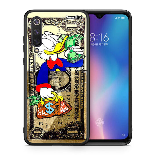Θήκη Xiaomi Mi 9 SE Duck Money από τη Smartfits με σχέδιο στο πίσω μέρος και μαύρο περίβλημα | Xiaomi Mi 9 SE Duck Money case with colorful back and black bezels