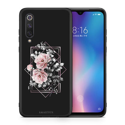 Θήκη Xiaomi Mi 9 SE Frame Flower από τη Smartfits με σχέδιο στο πίσω μέρος και μαύρο περίβλημα | Xiaomi Mi 9 SE Frame Flower case with colorful back and black bezels