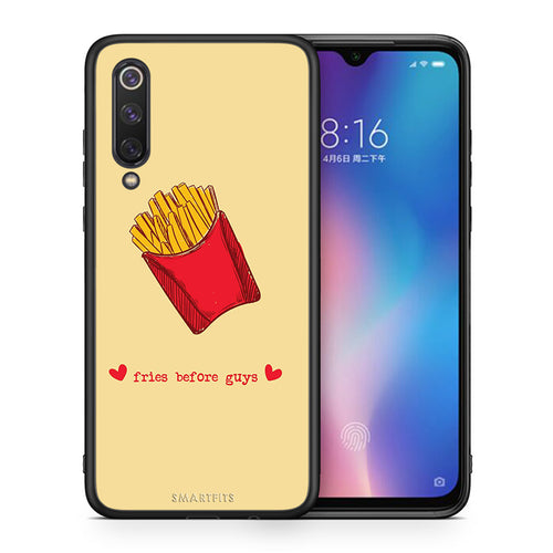 Θήκη Αγίου Βαλεντίνου Xiaomi Mi 9 SE Fries Before Guys από τη Smartfits με σχέδιο στο πίσω μέρος και μαύρο περίβλημα | Xiaomi Mi 9 SE Fries Before Guys case with colorful back and black bezels
