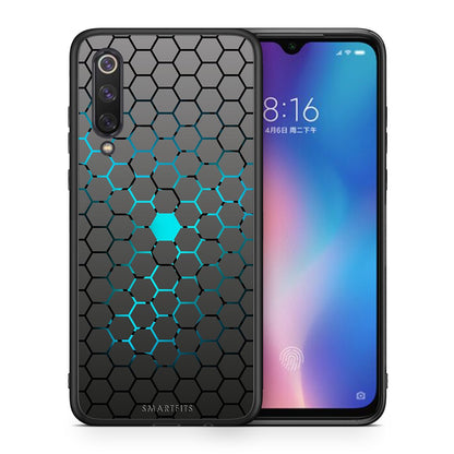 Θήκη Xiaomi Mi 9 SE Hexagonal Geometric από τη Smartfits με σχέδιο στο πίσω μέρος και μαύρο περίβλημα | Xiaomi Mi 9 SE Hexagonal Geometric case with colorful back and black bezels