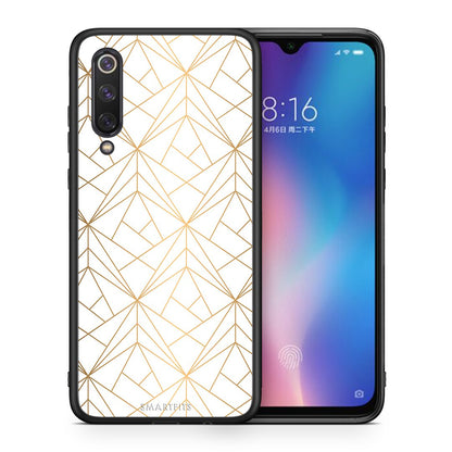 Θήκη Xiaomi Mi 9 SE Luxury White Geometric από τη Smartfits με σχέδιο στο πίσω μέρος και μαύρο περίβλημα | Xiaomi Mi 9 SE Luxury White Geometric case with colorful back and black bezels