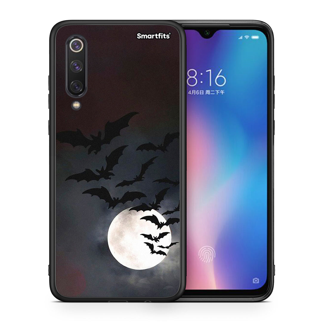 Θήκη Xiaomi Mi 9 SE Halloween Bat Night από τη Smartfits με σχέδιο στο πίσω μέρος και μαύρο περίβλημα | Xiaomi Mi 9 SE Halloween Bat Night case with colorful back and black bezels